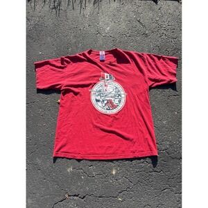 Vintage Honor Flight USA Graphic T Shirt Bayside Made In‎ USA XL Red